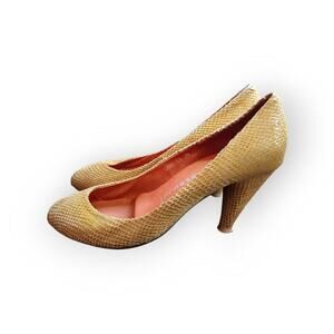 Jeffrey Campbell Lane Yellow genuine Snakeskin pumps heels shoes 7.5